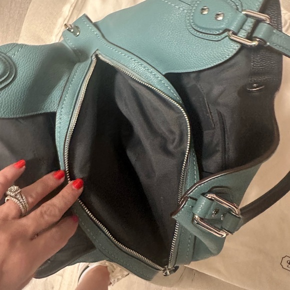 Coach Edie Teal Leather Women's Bag - Picture 5 of 9